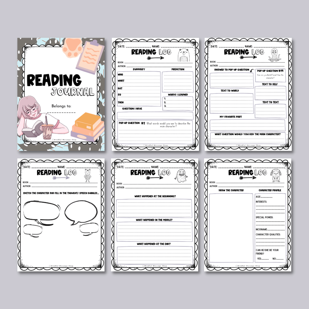 reading journal resource cover for elementary students