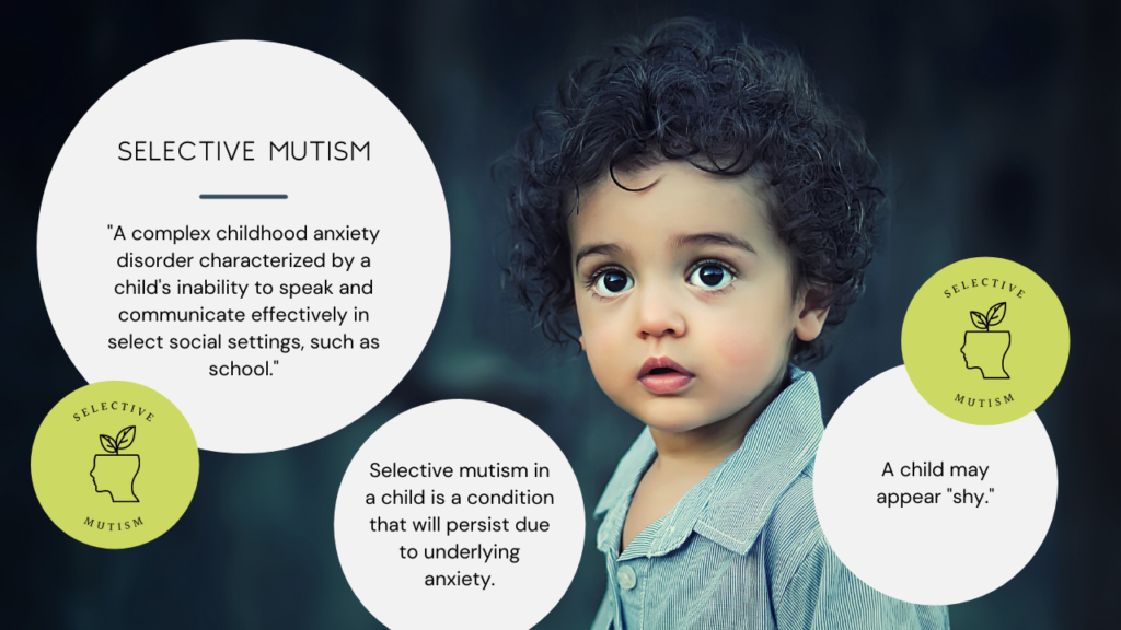 a picture of a child and definition of selective mutism