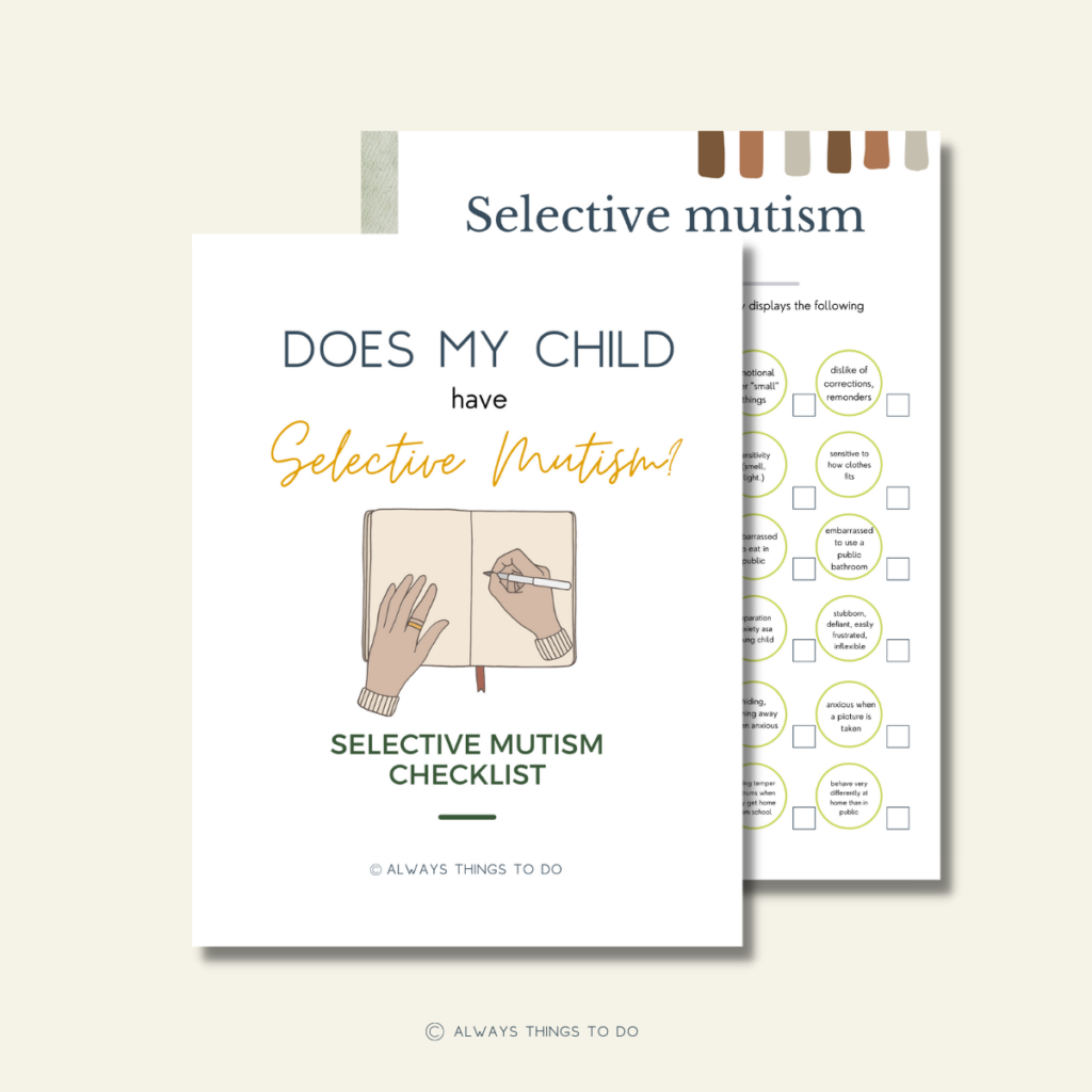 image for selective mutism checklist resource
