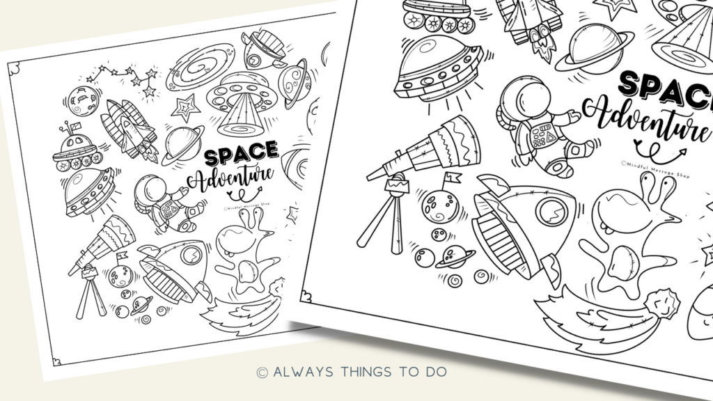 space coloring sheet picture of the product