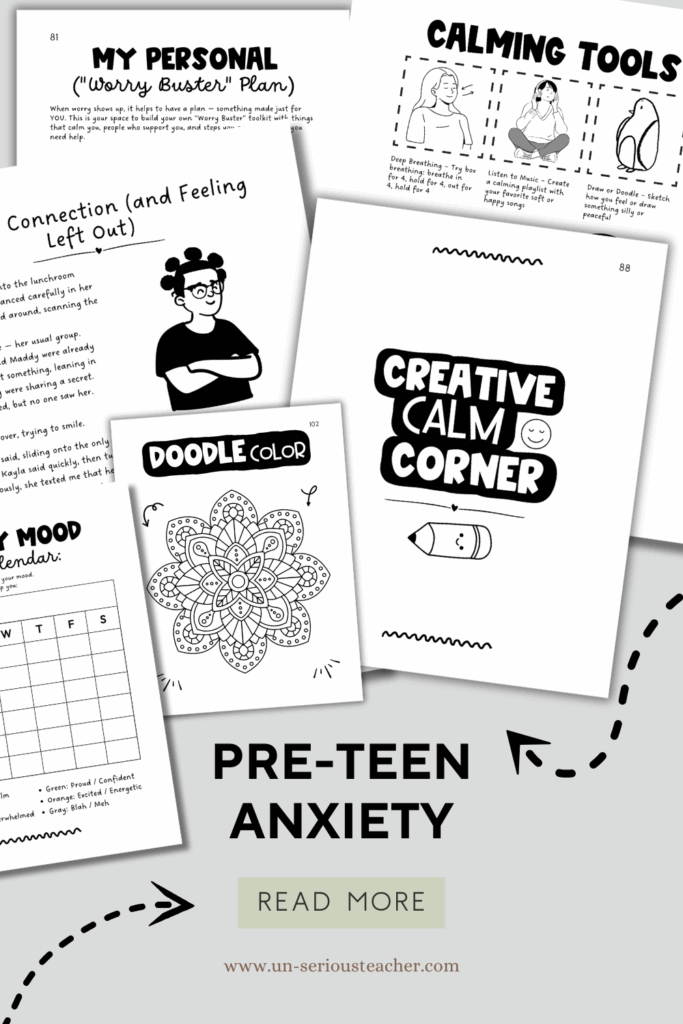teen and pre-teen anxiety relief journal 