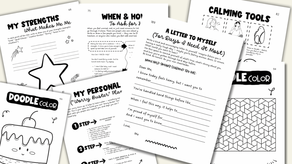 anxiety relief pages teen and pre-teen